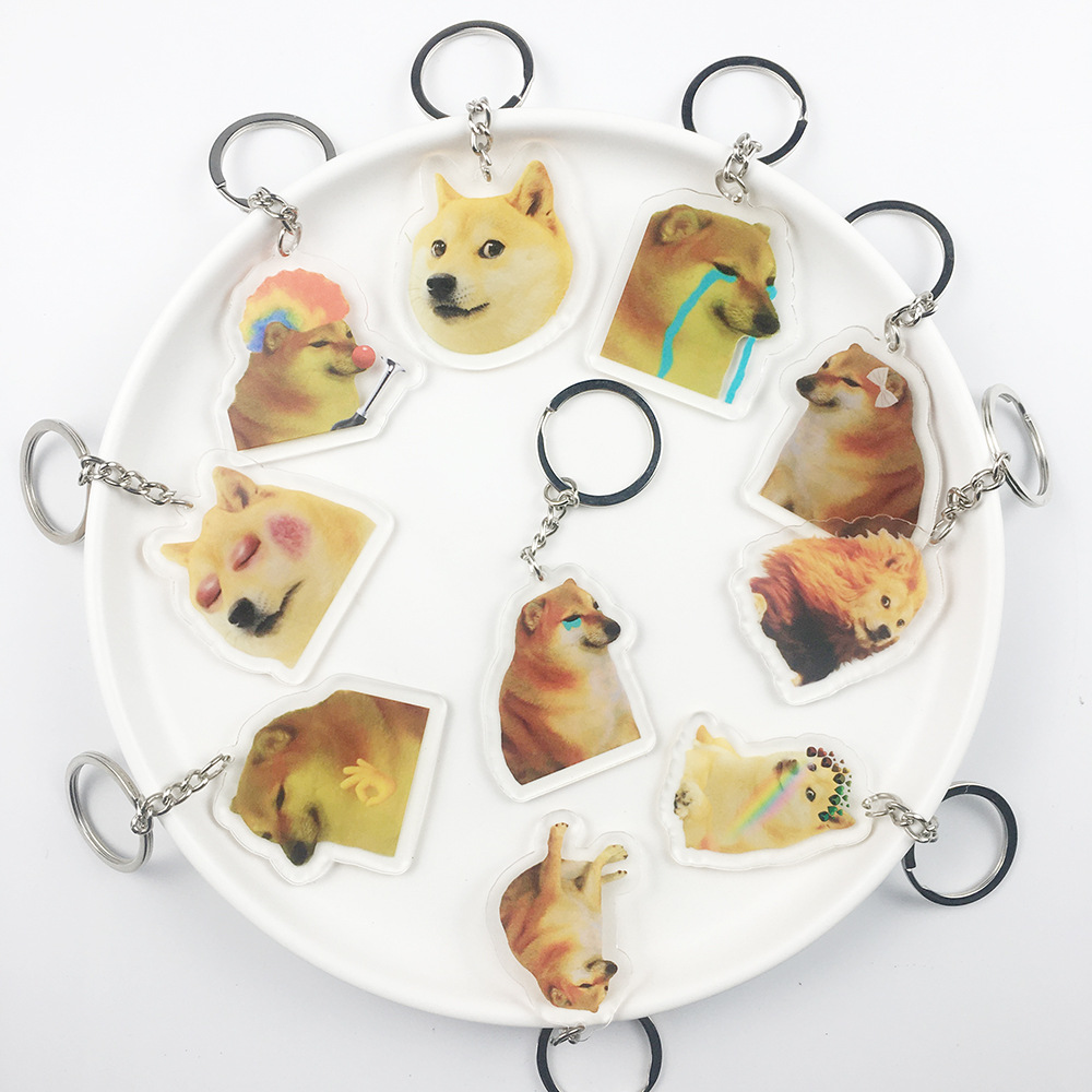 Title 3, Cartoon Cute Dog Crying Acrylic Transparent Key...