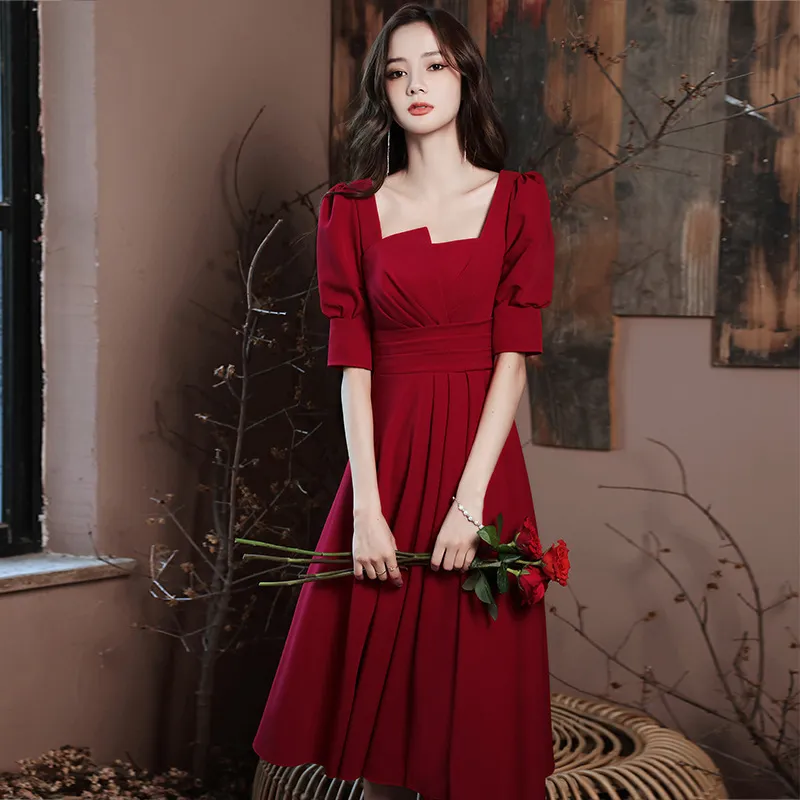 Banquet Dinner Suit Female Daily Style - Wine