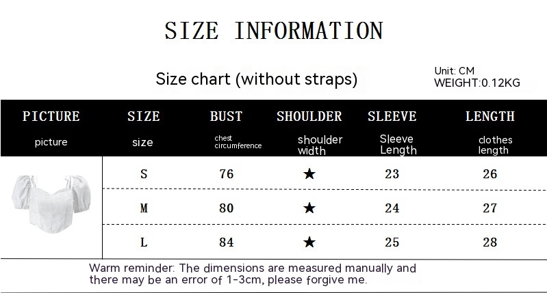 Summer Sexy French Style Square Collar Back Bow Puff Short Sleeve Top