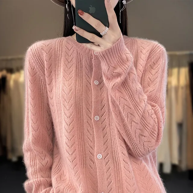 Slimming Cardigan Knitwear Loose Top Coat Pink - Shop at LoveMi