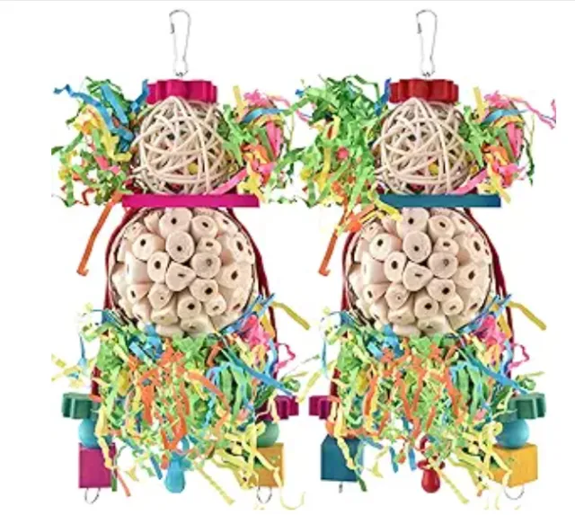 Parrot Toys Straw Ball Wooden Bird Cage Accessories A Pair - Shop at LoveMi