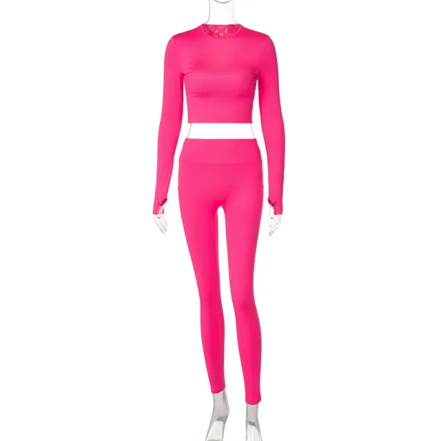 Top High Waist Slim Pants Casual Suit Rose - Shop at LoveMi