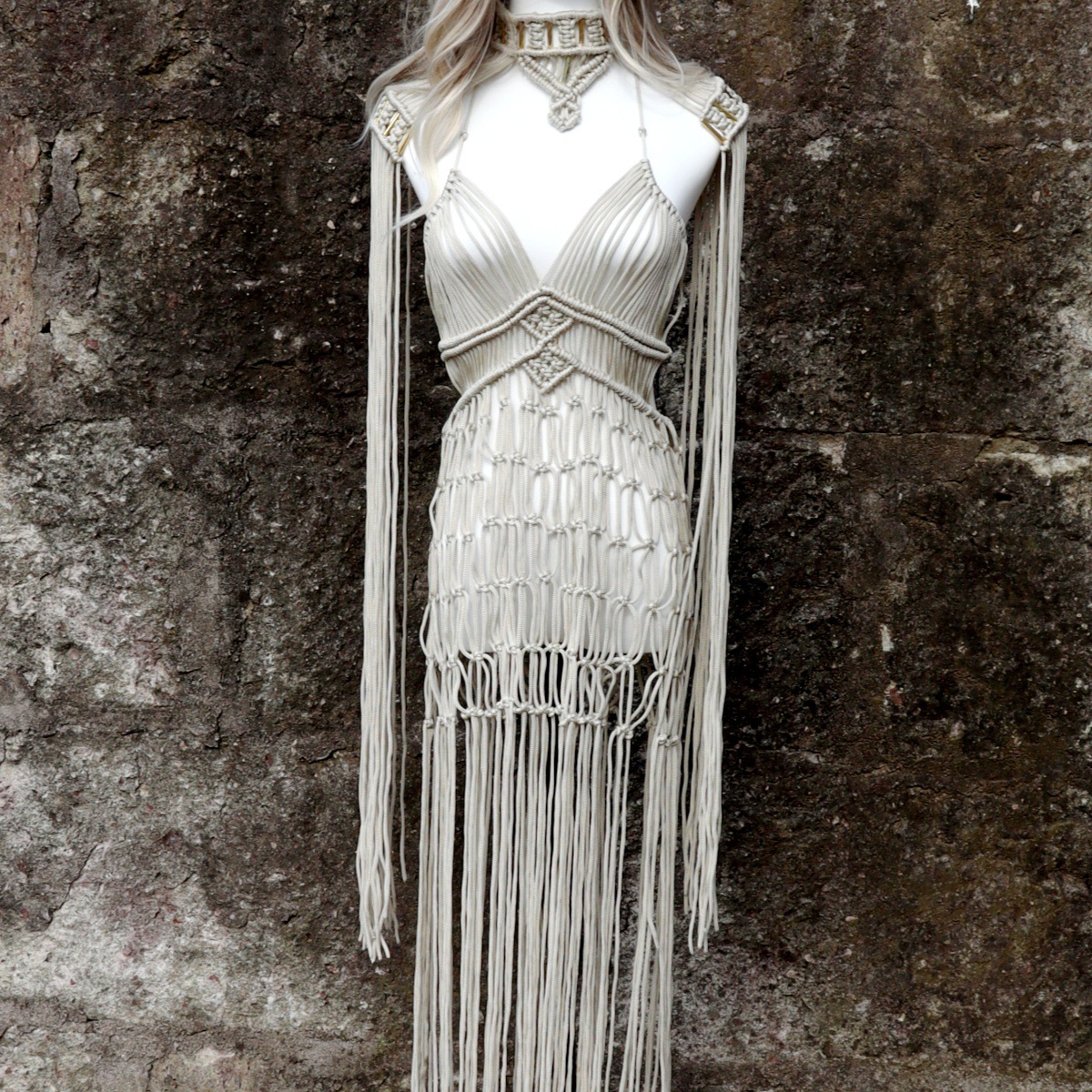 Hand-woven Tassel Dress Women's Vintage Shawl Suspender Skirt