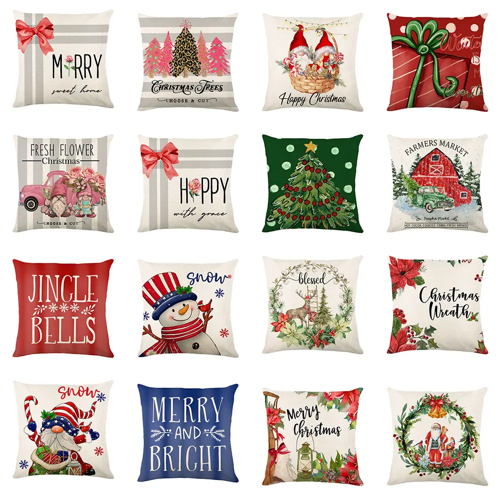 Christmas Decorations Pillow Covers Sofa Square Throw Cases Stamping