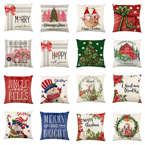 Christmas Decorations Pillow Covers Sofa Square Throw Cases Stamping