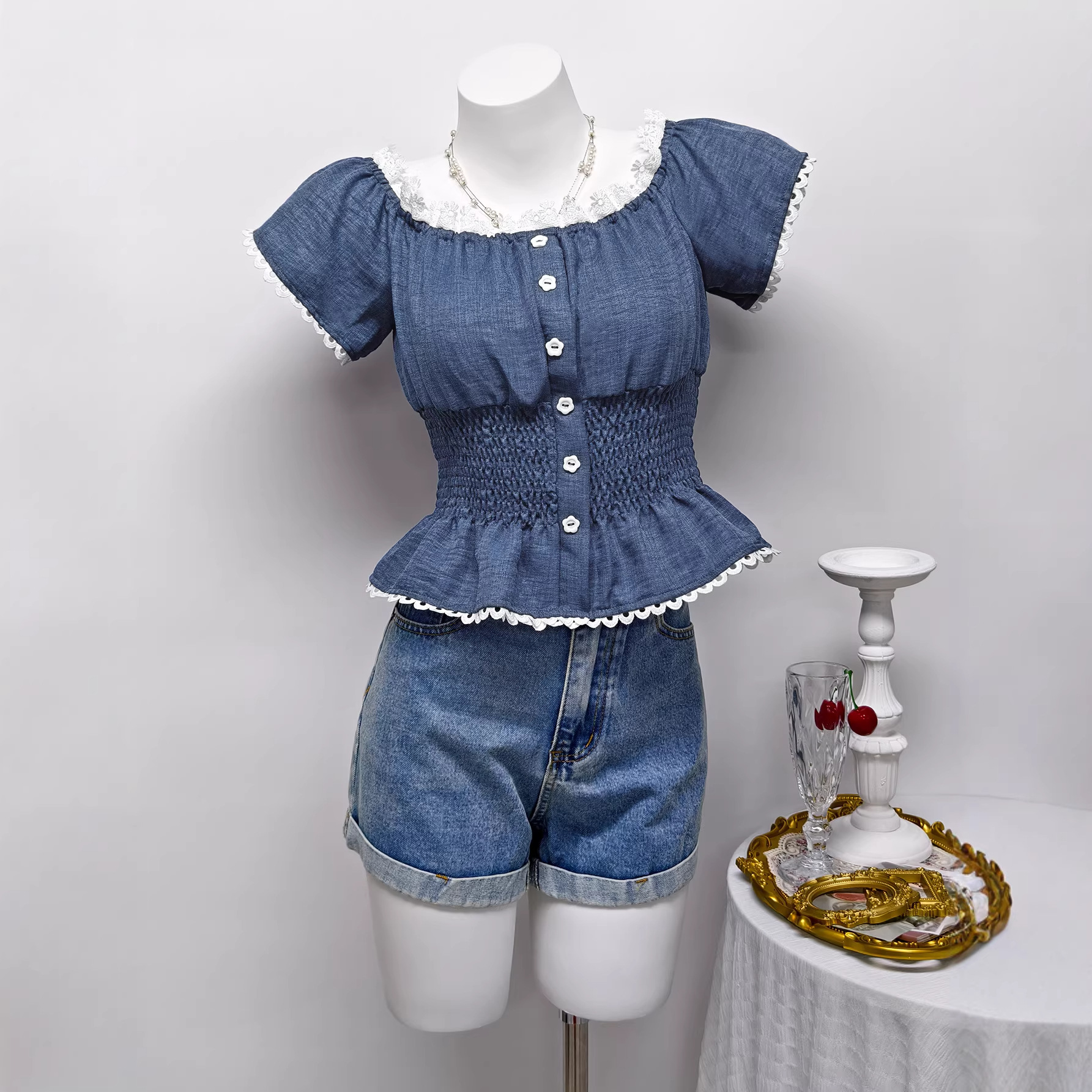 Womens Puff Sleeve Slimming T-Shirt