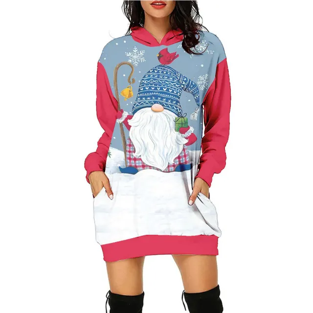 Women's Fashion Casual Printing Christmas Holiday Party Sweater Dress Swy090213 2Xl - Shop at LoveMi