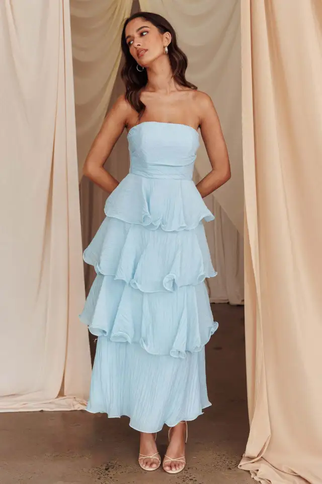Fashion Strapless Backless Cake Dress Blue - Shop at LoveMi
