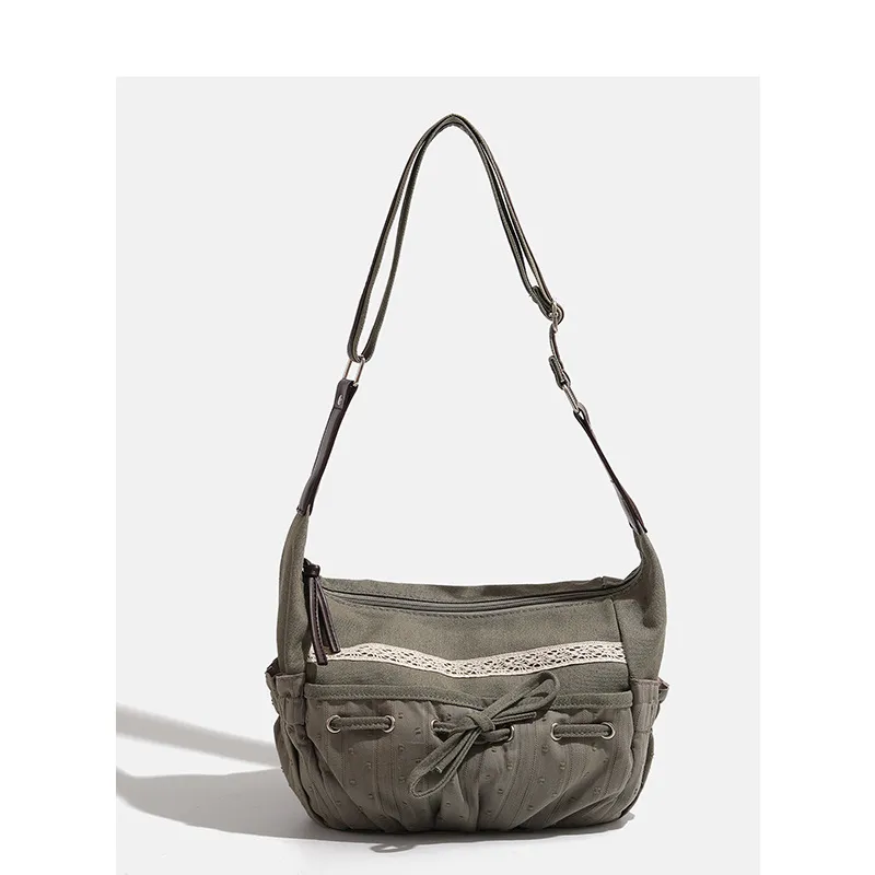 Retro Literary Lazy Large Capacity Totes Commuter Bag - Gray