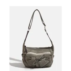 Retro Literary Lazy Large Capacity Totes Commuter Bag - Gray - View 1