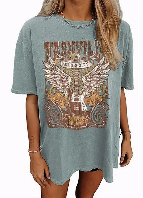 Women's Jacket Music Guitar Flower Print Colored Cotton 46 Gray And Blue - Shop at LoveMi
