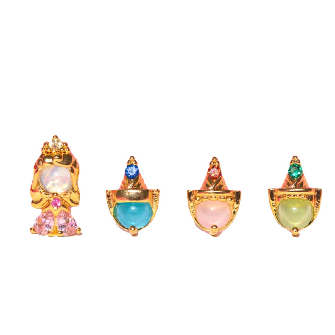 925 Silver Needle Girlish Style Ear Studs Versatile Multi-color