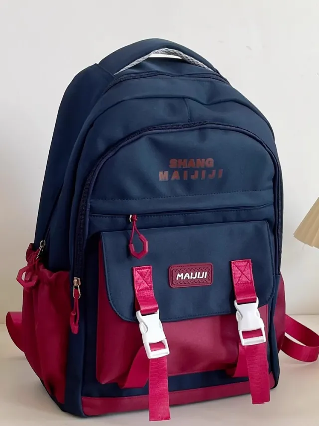 Contrast Color Large Capacity High School Student All match Computer Backpack Blue - Shop at LoveMi