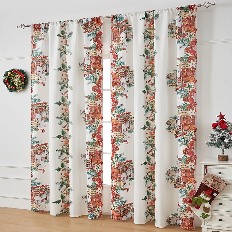 American-style Printed Shading Cloth Rectangular Beautifying Curtain - Christmas Bell