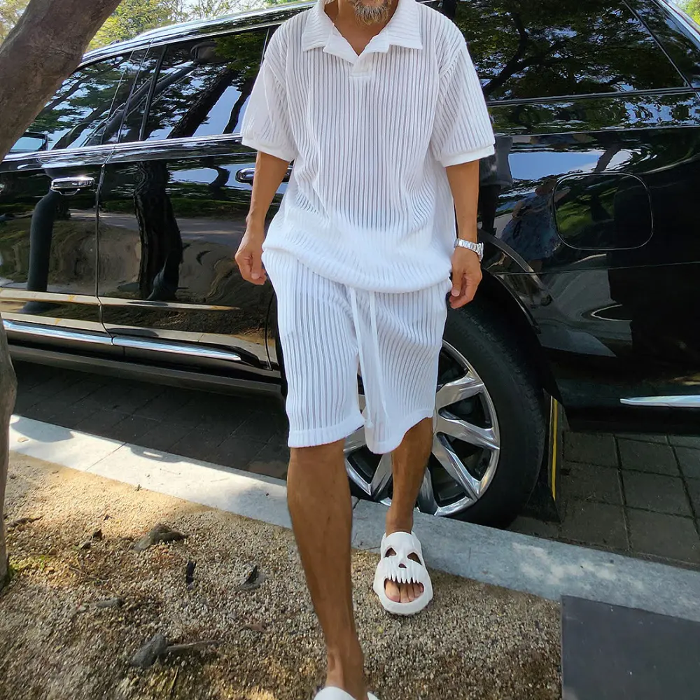 Casual Loose Short-Sleeve Top and Shorts Set Mens Clothing