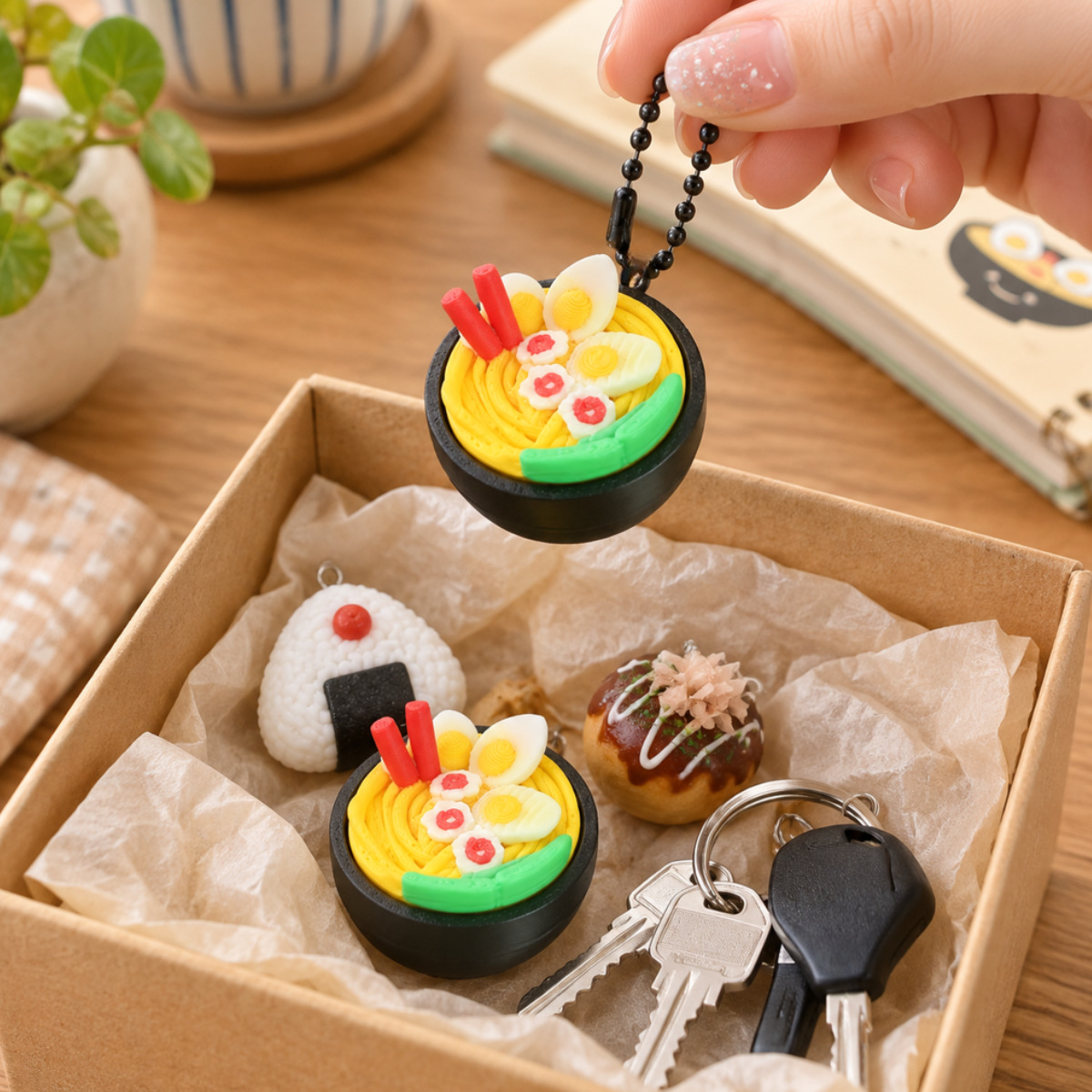 Desktop Decoration Simulated Ramen Bowl Keychain Pendant
