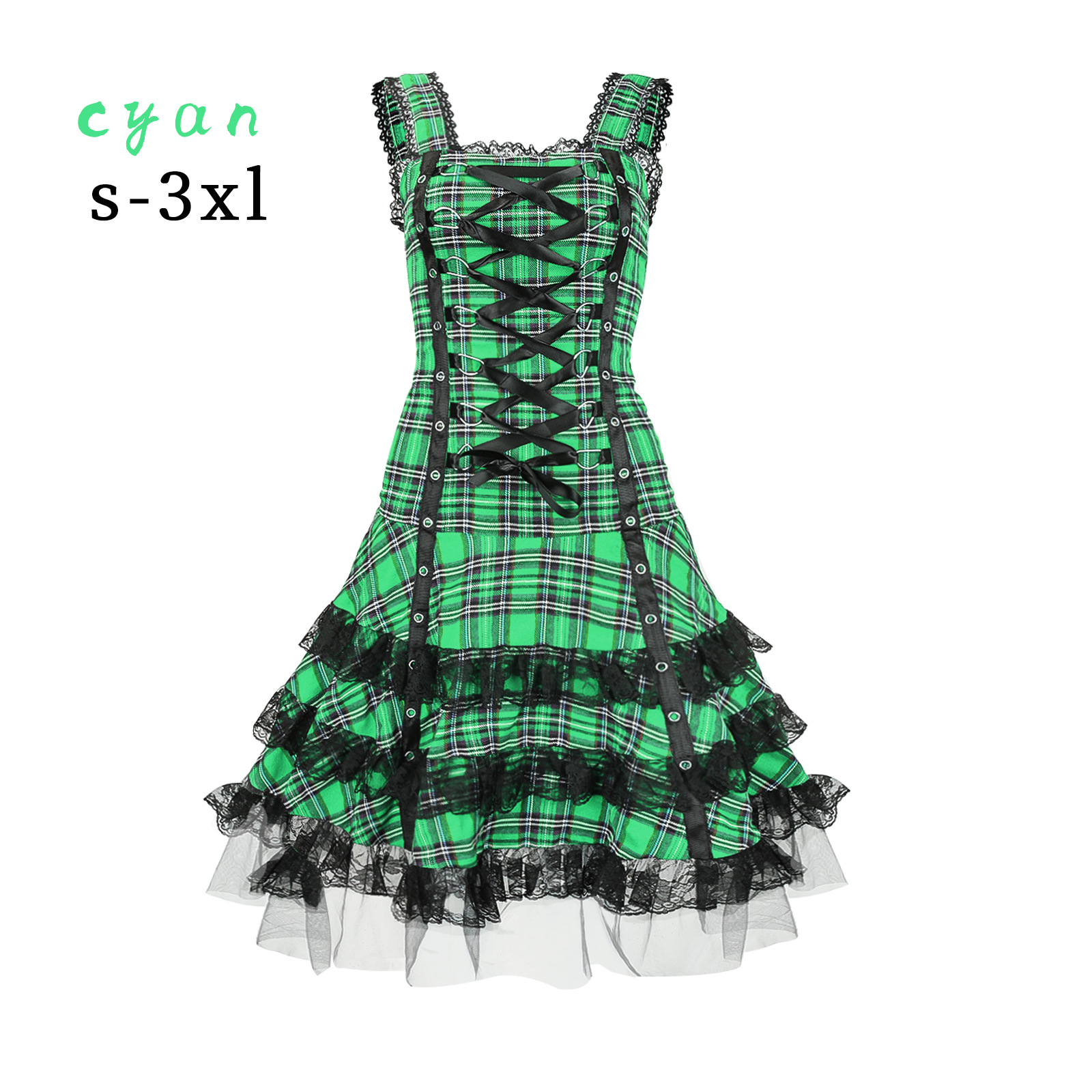 Summer European And American Fashion Women's Wear Plaid Dress Green - Shop at LoveMi