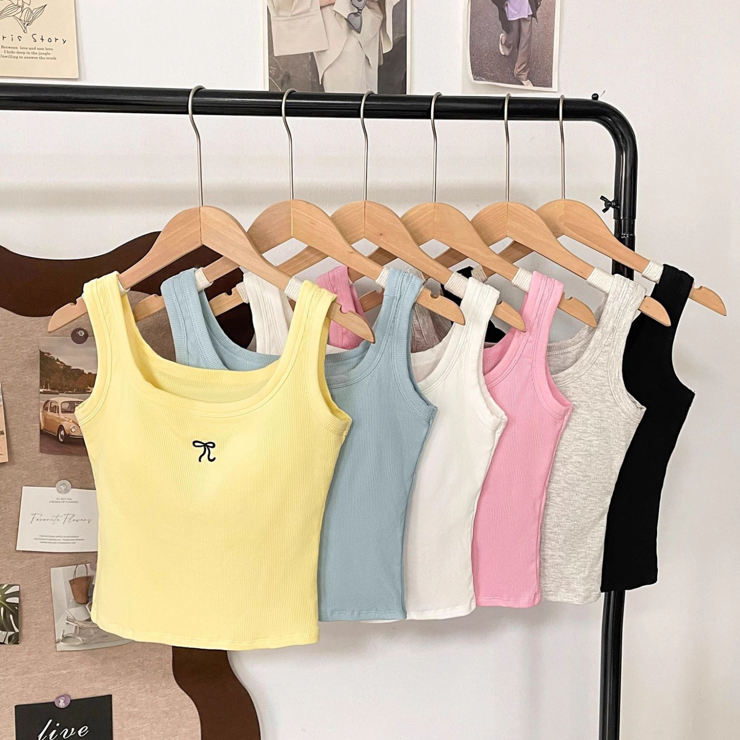 Yellow Square-neck Camisole Base Top