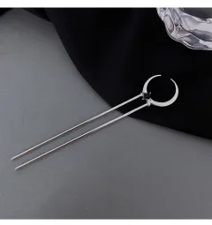 Crescent Metal U-shaped Hair Pin Simple Modern - Silver - View 1