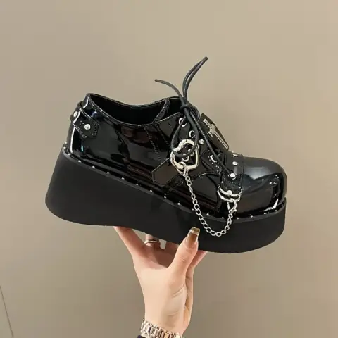 Punk Platform Shoes Dark Lolita Leather