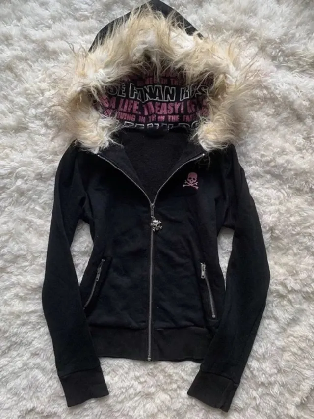 Women's Loose Gothic Skull Hoodie Coat Black - Shop at LoveMi