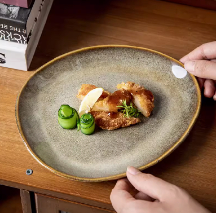 Nordic Style Ceramic Yellow Kiln Baked Glossy Dinosaur Egg Water Drop Bowl