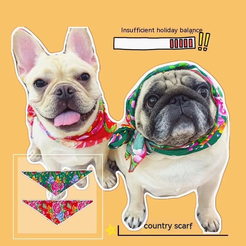 Country Style Pet Triangular Scarf Dogs