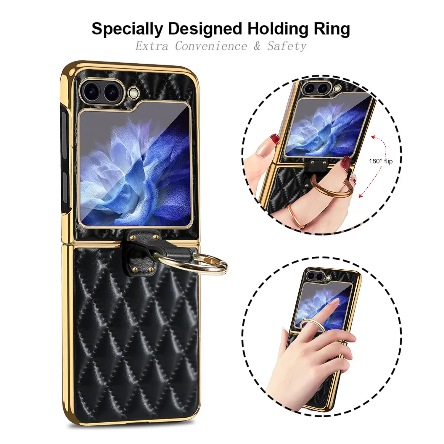 Classic Style Diamond Ring Bracket Shell Film Integrated Phone Case