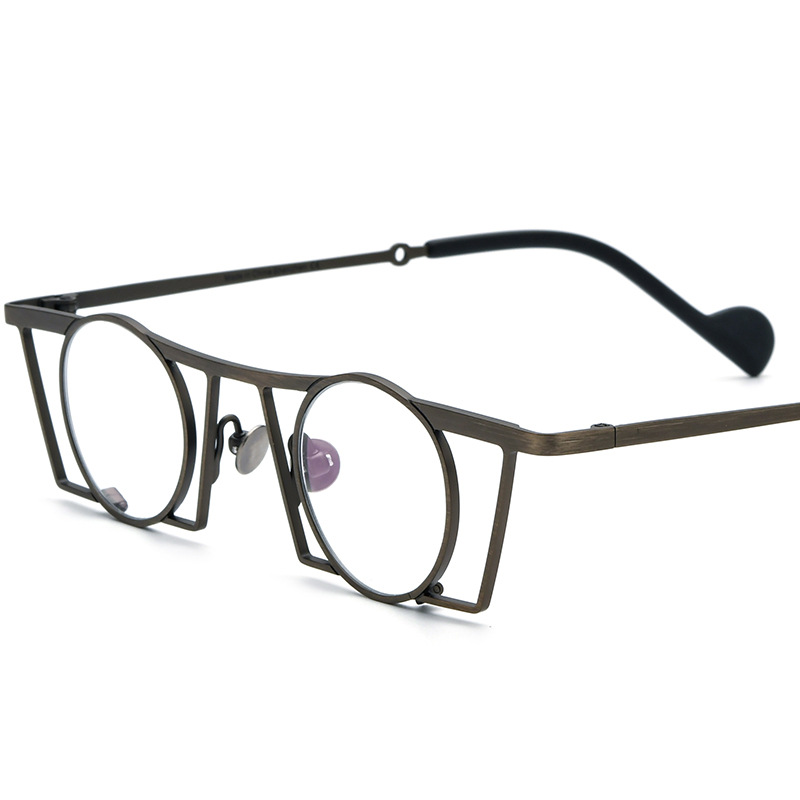 Round Retro Color Matching Pure Titanium Glasses - Image 7