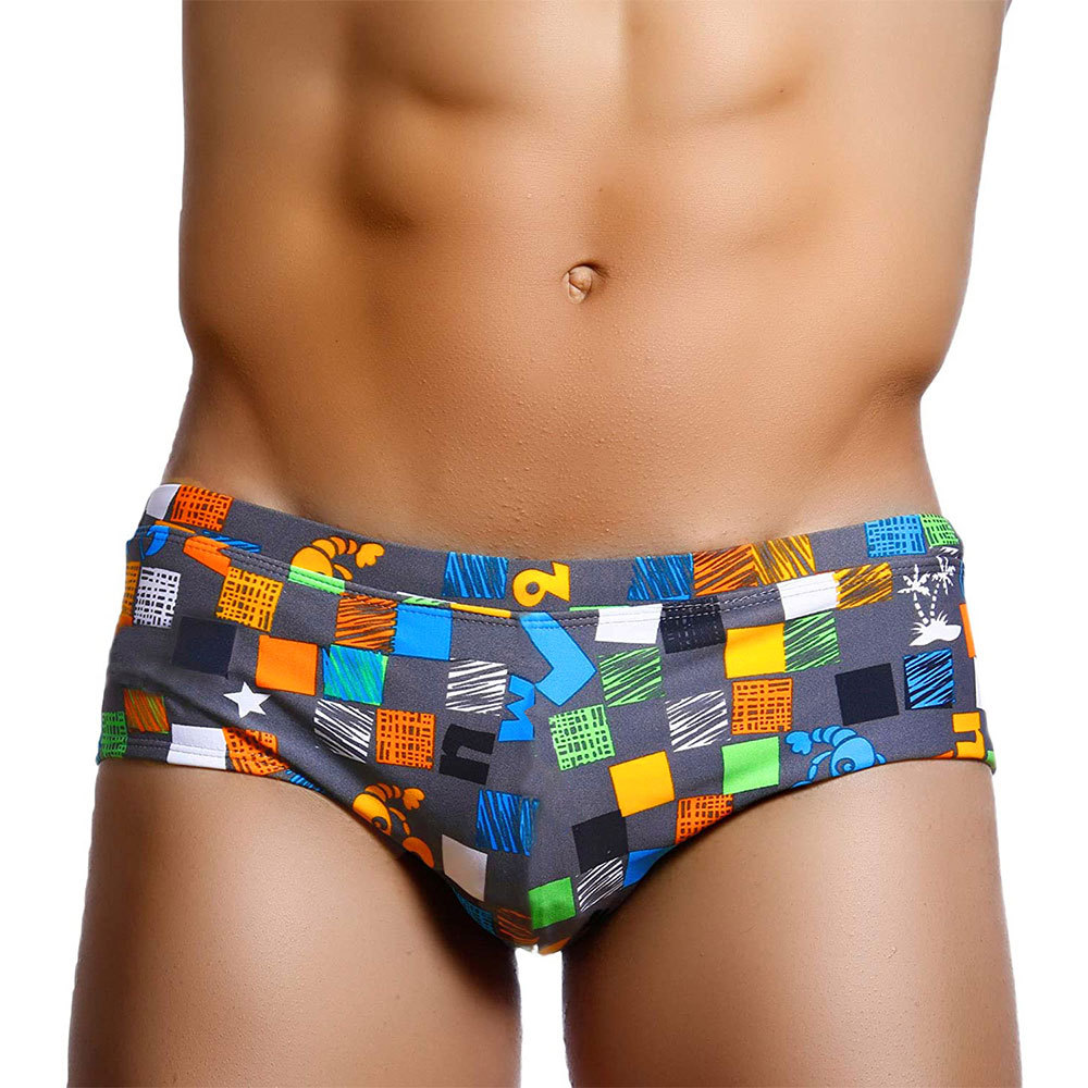 Men's Hand-painted Graffiti Fun Square Letter Small Boxer Swimming Trunks