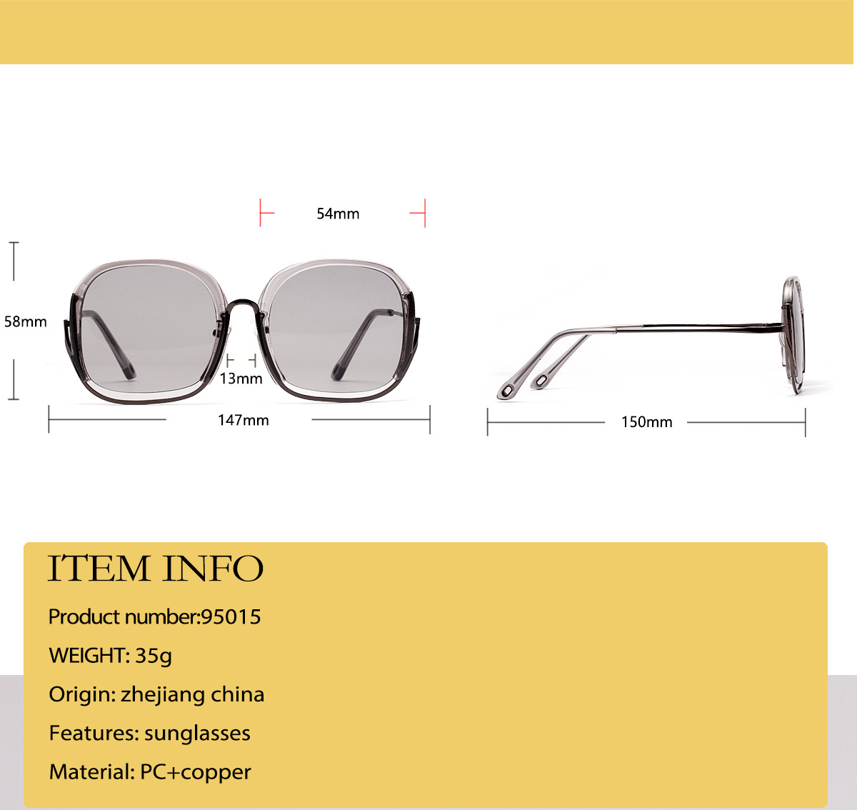 Title 1, Colorful Fashionable Large Half Frame Sunglasse...