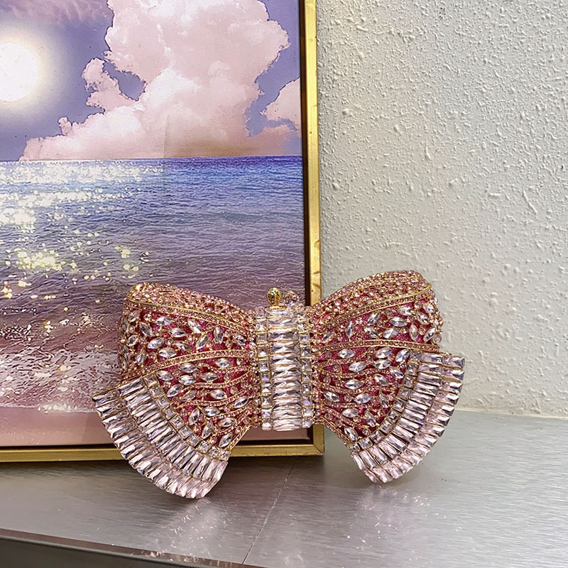 Fashion Metal Bow Clutch Crossbody Bag - Bags & Accessories