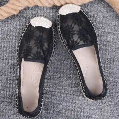 Thin Pumps Linen Fisherman Shoes For Women - Black - View 1