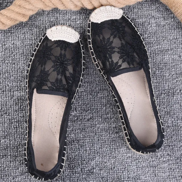 Thin Pumps Linen Fisherman Shoes For Women Black - Shop at LoveMi