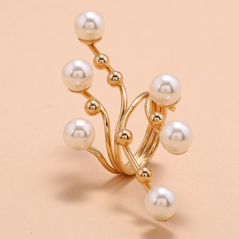 Fashionable Trendy Geometric Pearl Ring For Women