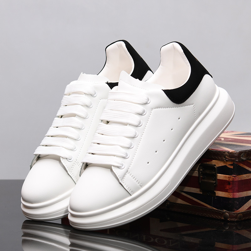 Mens Spring Leather White Shoes In Korean Style