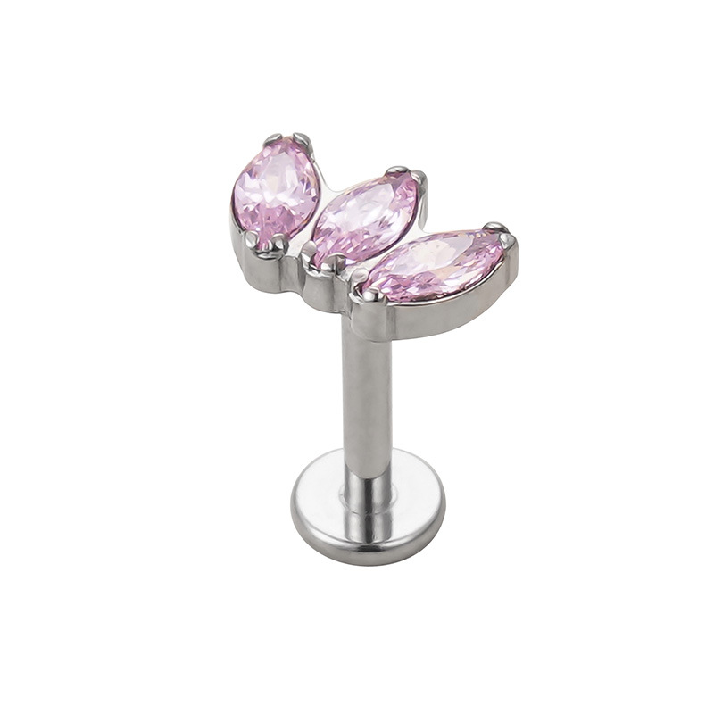 G23 Titanium 3 Horse Eye Zircon Piercing Nail Body Ornament