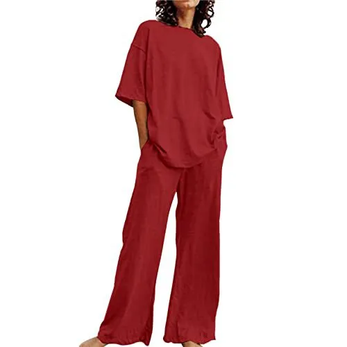 Loose fitting Solid Color Long Sleeves Trousers Suit G75Z156 - Shop at LoveMi