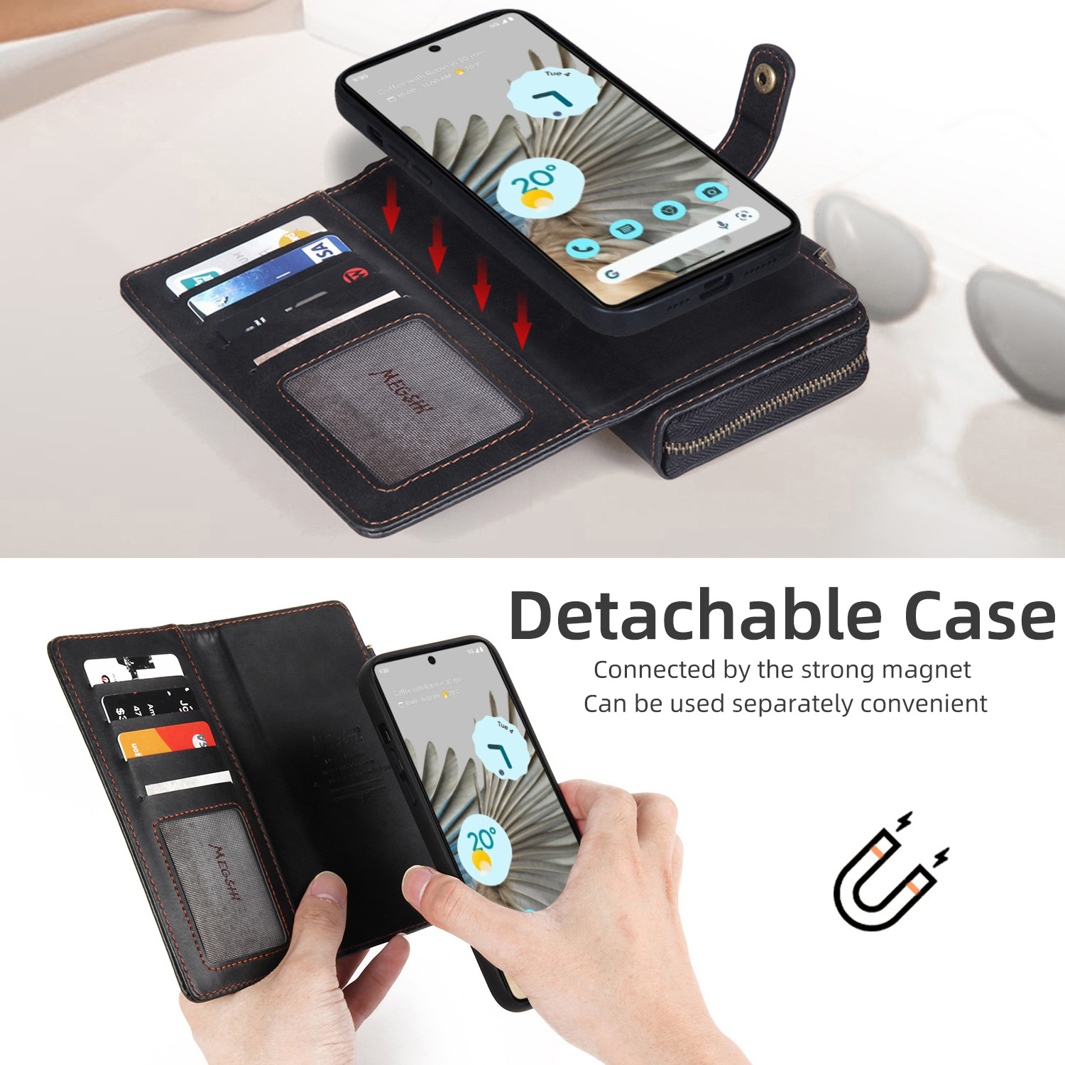 Upgraded For Pixel8 Wallet Phone Leather Case