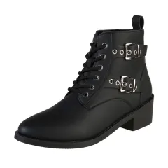 Women's Fashion Casual Western Denim Ankle Boots - Black - View 1
