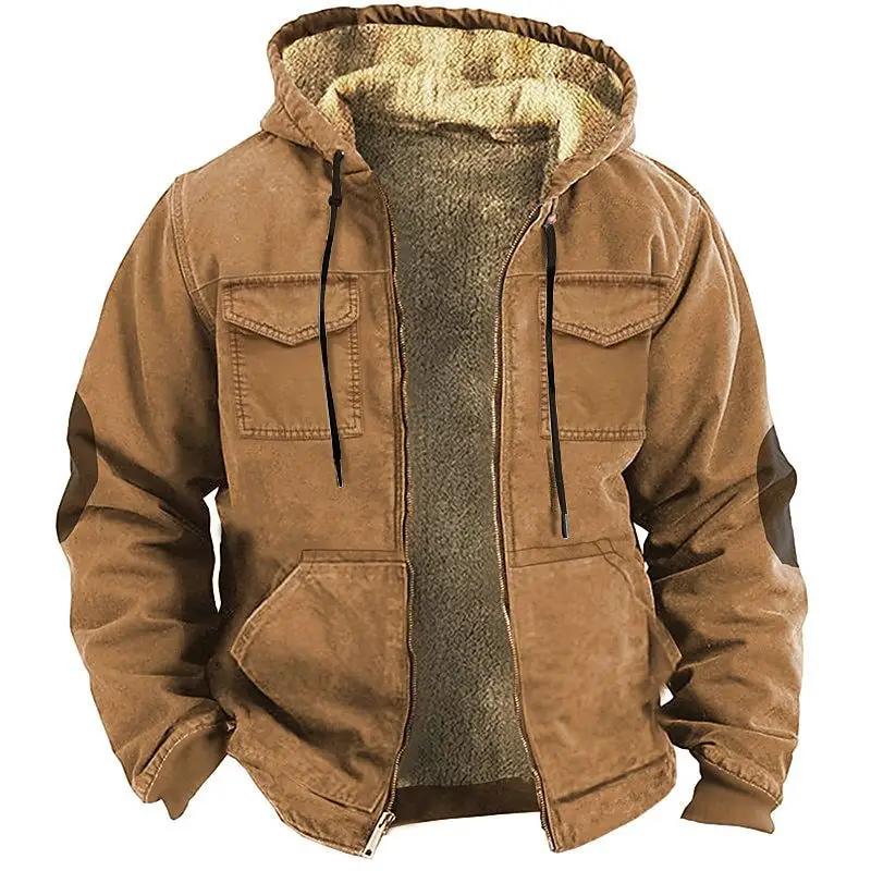 Fleece-lined Thick Ethnic Style Double-pocket Double-layer Velvet Cotton-padded Jacket