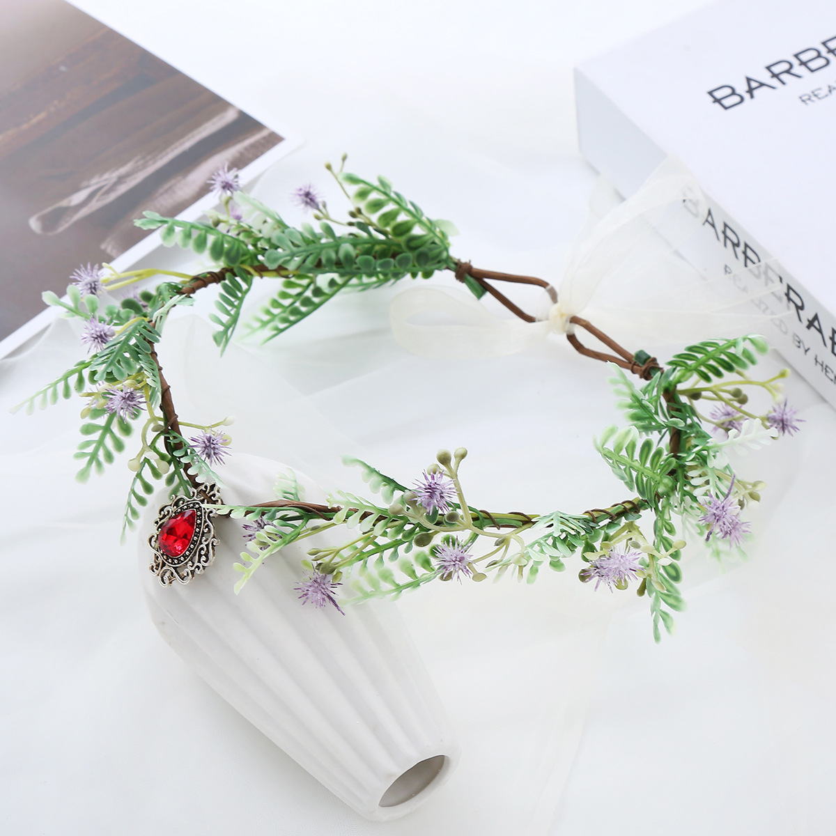 Title 4, Handmade Mori Style Flower Crown Headband Weddi...