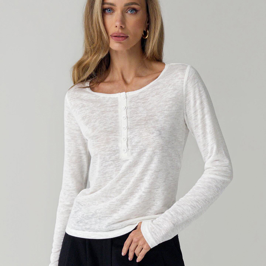 New Stylish Chic Crew-neck Long-sleeve Base Top