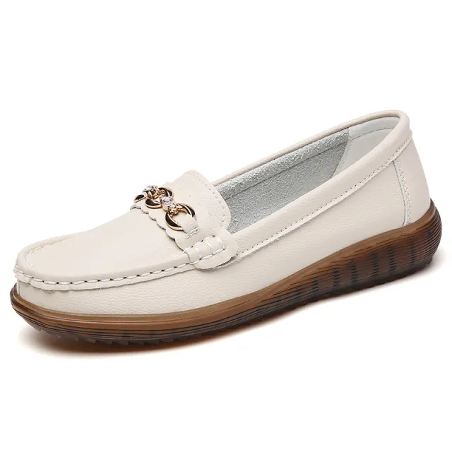 Tendon Bottom Mother Shoes Flat Non slip Soft Bottom White - Shop at LoveMi