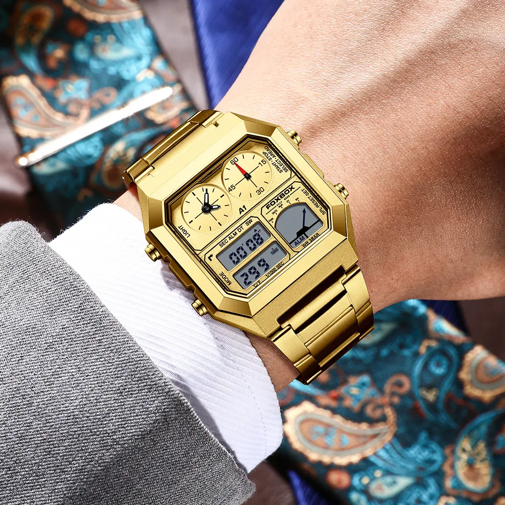 Dual Display Multifunctional Waterproof Alarm Clock Luminous Sports Chronographe