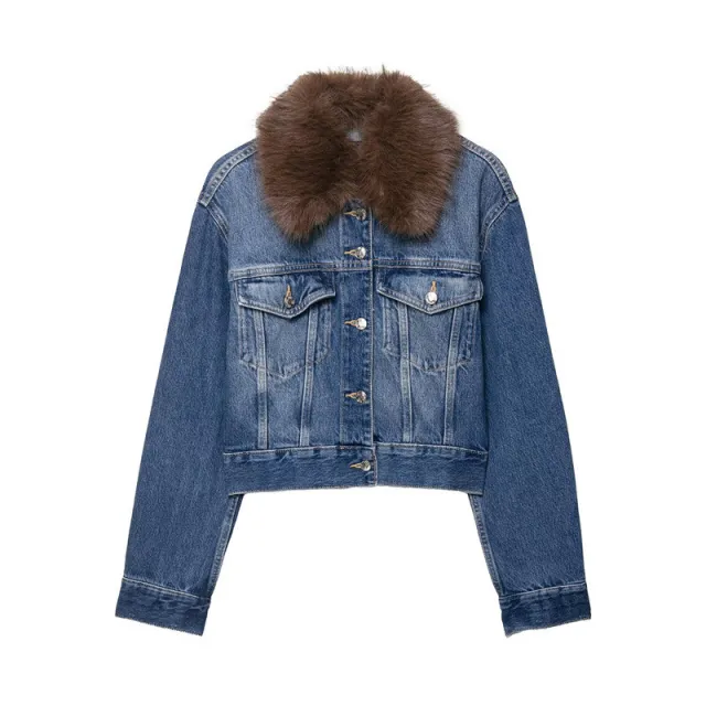 Women's Casual Loose Stylish Design Long Sleeve Denim Jacket Picture Color L - Shop at LoveMi