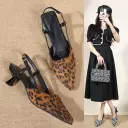 Pointed-toe Stiletto Pumps Low-heeled Closed-toe Vintage Style view 1