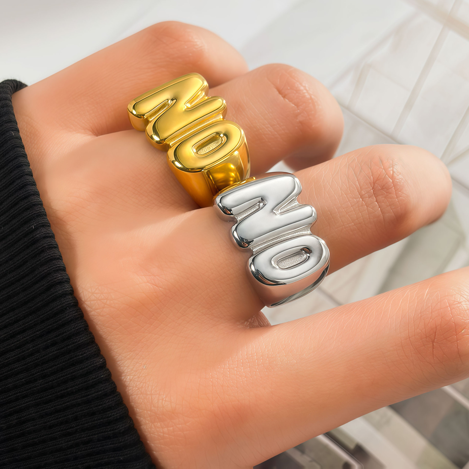 Two-Tone Letter NO Ring, picture 3 of 4