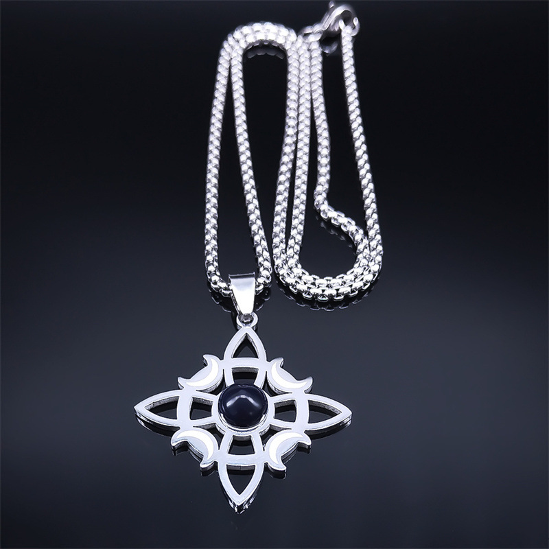 NecklaceWitchcraft Celtic Knot Triple Moon Goddess Necklace