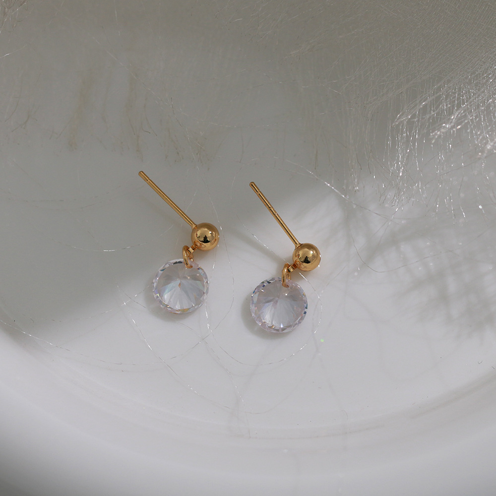 South Korea Elegant Zircon Super Simple Temperament S925 Silver Ear Studs Earrings Female